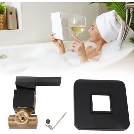 Robinet de Douche Murale en Cuivre à Une Manette - Mitigeur Noir Anti-Trace avec Noyau et Accessoires pour Installation (1/5)