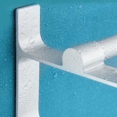 Porte-serviettes mural double barre aluminium blanc argenté 60cm sans perçage [Étagère murale pour salle de bain] (1/5)
