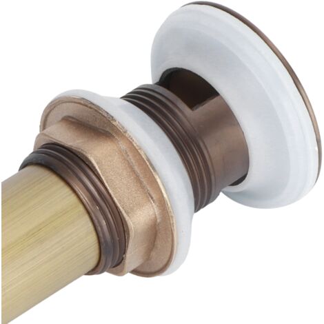 Siphon pour lavabo antique sans débordement [Évier avec trou] matériau cuivre et acier inoxydable diamètre 3cm type anglais 237g (1/5)