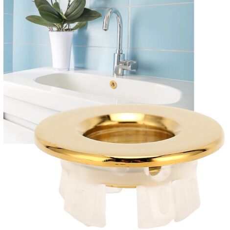 Capuchon de Vidange Overflow pour Lavabo Cuisine, Doré - Couverture de Trou Additionnel Lavabo, Brass, 3x1.5cm, Or pour Salle de Bain (1/5)