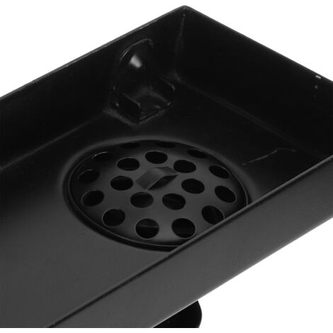 Trou pour drain de sol linéaire en acier inoxydable 304 noir mat de 30 cm avec couvercle amovible (1/5)