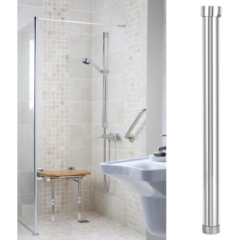 Prolongateur de Douche Chromé, Tubulure Extension en Cuivre, Accessoire Extension Douche Arm G3/4 25mm 30cm, 1 Pièce