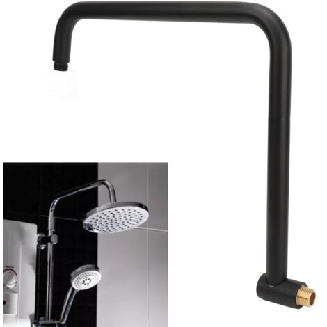 Extension de pommeau de douche pivotante en S avec embase murale en acier inoxydable pour salle de bains noir
