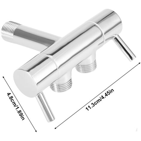 Robinet d'Angle en Chrome pour Lavabo Double Sortie G1/2 Valve Murale en Bronze 11.3x4.8cm (1/5)