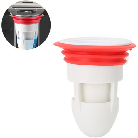 Noyau de drain de sol PP+ silicone déodorant - Anti-obstruction rapide drainage pour cuisine & salle de bain (Blanc Rouge) 33g avec joint 1pc (1/5)