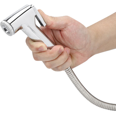 Douchette Portable G1/2in Sprayeur de Toilette avec Bracket et Flexible 1.5m ABS Inox Argenté pour Femmes et Usages Multiples (1/5)