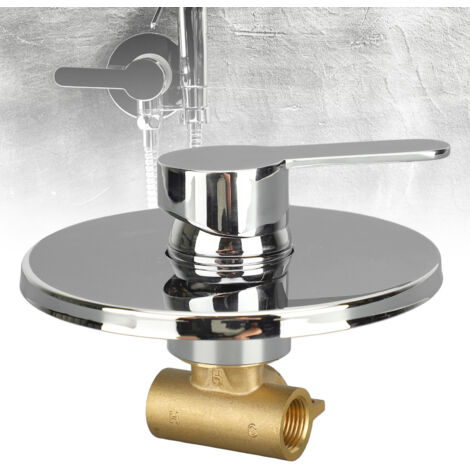 Robinet de Douche Encastré Tous Cuivre 3 Voies Avec Kit de Finition Rond pour Température et Débit d'eau (1/5)