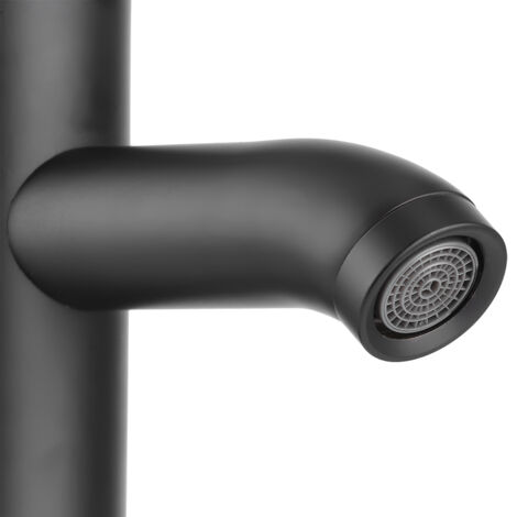 Robinet de Lavabo Mural Noir avec Mélangeur à Bec Flexible et Tube Flexible, Stainless Steel, 1 Faucet avec Tube Flexible et Accessoires (1/5)