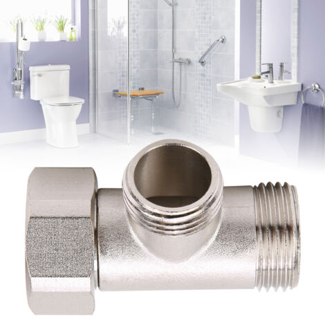 Adaptateur T 7/8 en Cuivre - Diverteur Douche 3 Connexions pour Bidet - Valve Triple Cuivre Nickelé, Unité (1/5)