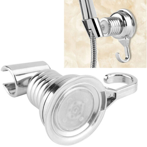 Support de Douche avec Crochet et Ventouse Forte - Support de Douche PVC Chromé Diamètre 6.6cm Portée Haute Fixation Murale (1/5)