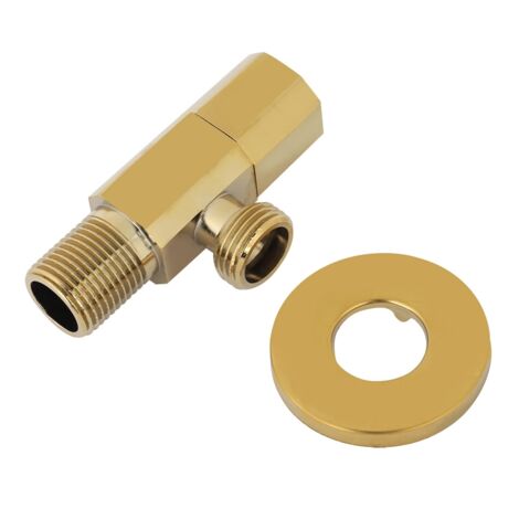 Robinet d'angle pour lavabo - Finition dorée - Matière brass chromé - Haute qualité anti-corrosion - Installation facile - Dimensions 4.6x8 cm - 1/2" connexion - Vente par unité. (1/5)