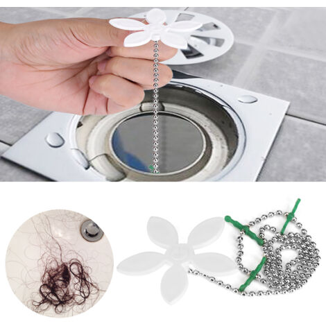 Drain Hair Catcher Non-Branded Solution Drain PP+Iron White/Silver 6x40cm Anti-Blocage Douche (1/5)