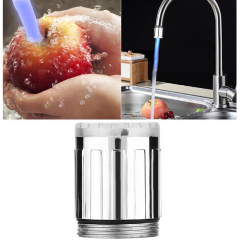 Robinet LED à Lumière Variable avec Détection de Température - Chrome - Attache pour Cuisine/Salle de Bain - Diamètre 24mm - Sans Piles (1/5)