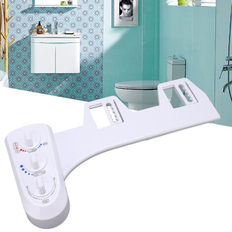 Bidet non électrique pour toilette 2 pièces - Douche WC lavage féminin et posterior - Autonettoyant - Fonctionnalités: pression et température ajustables, connecteur T, installation rapide. (1/5)