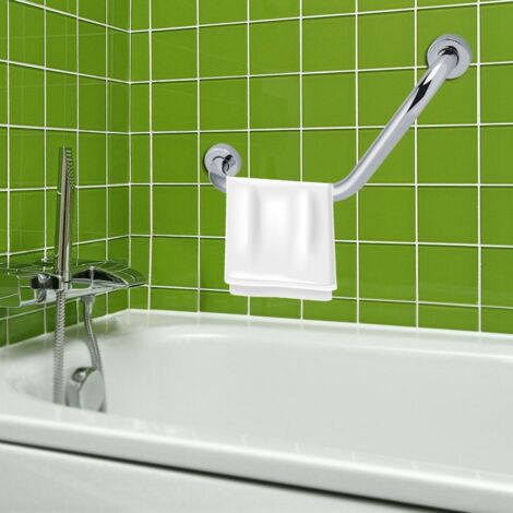 Poignée de sécurité pour bain/douche Barre de support anti-dérapage en acier inoxydable chromé 445mm (1 barre de fixation incluse) (1/5)