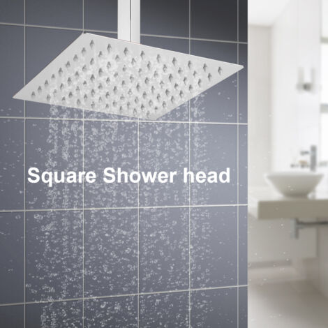 Robinet de Douche Square Anti-Obstruction Premium, Tête de Douche Rainfall Plafond Carrée en Acier Inoxydable, G1/2 20 cm, 313g (1/5)