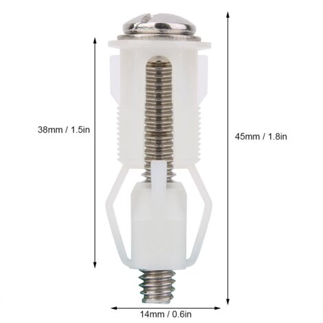 Vis de fixation plastique pour siège de toilette DIY, lot de 6 pièces en ABS blanc avec vis inox 45mm (1/5)