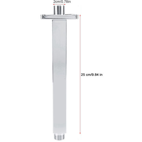 Colonne de Douche Murale Supérieure en Acier Inoxydable Carré - Bras de Douche Céramique Chromé G1/2, 25 cm (1/5)