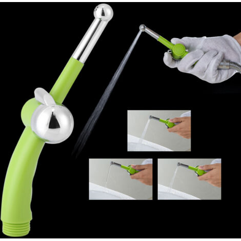 Douchette WC Portable avec Spray Jet Adjustable et Poignée Ergonomique pour Toilette (ABS, G1/2, Argent/Vert, 74x160mm) (1/5)