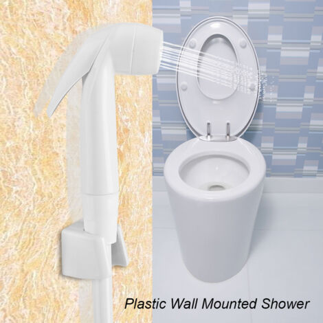 Douche de toilette à main / Kit bidet mural de salle de bain avec tuyau blanc pour lavage de couches et hygiène personnelle - Sprayer Shattaf multifonctionnel en plastique durable (1/5)
