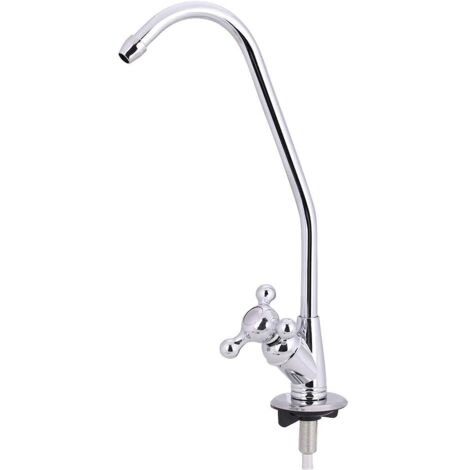 Robinet de cuisine 1/4'' Zinc Alloy Chrome pour osmose inverse RO, filtration d'eau potable avec col de cygne rotatif 360°, installation sous comptoir (1/5)
