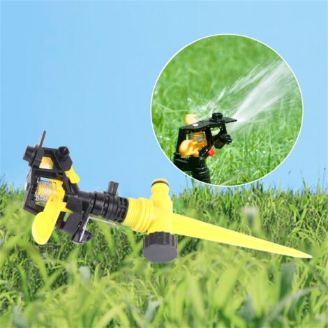 Arroseur Rotatif 360° - ABS Double Entrée - 26-41ft Diamètre - Arrosage Économique Durable Jaune/Noir (1/5)