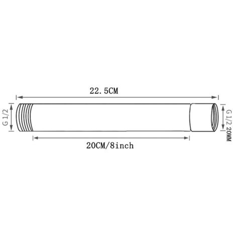 Tube d'Extension pour Douche - Prolongateur 8" Inox 201 Chromé pour Douchette (22,5cm/20cm)