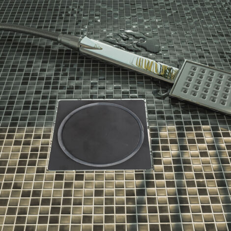 Grille de sol en acier inoxydable pression anti-refoulement déodorant pédale modèle noir 10cm. (1/5)