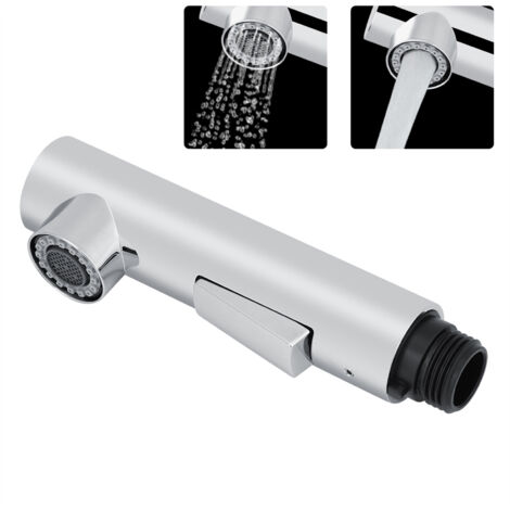 Tête de douchette amovible pour robinet de cuisine/salle de bains avec mode spray/injection G1/2 ABS argenté (1/5)