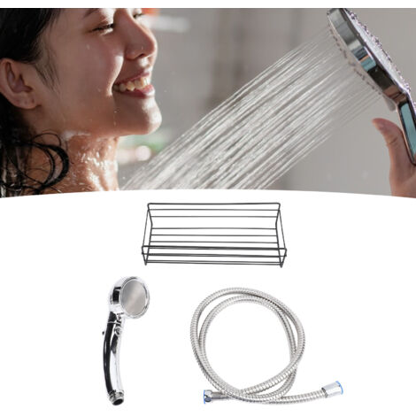 Pommeau de Douche à Haute Pression avec Support Rangement et Manchette Déportée, Télécommande et Filtre - Kit ABS Moderne 643g 29cm - ManoMano (1/5)