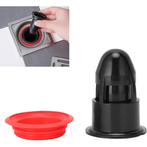 Corps de Trappe de Sol Anti-Blocage et Déodorant [PP + Silicone Noir Rouge] Drainage Rapide Anti-Insectes pour Douche et Cuisine (1/5)