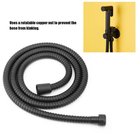 Flexible Shower Hose Pipe de Stainless Steel Matte Black 1.5m Haute Résistance Accessoire de Douche. (1/5)