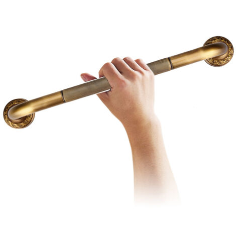 Barre d'appui murale cuivre antique sécurisé salle de bain douche - Tige gravée modèle V1 10cm avec accessoires montage (1/5)