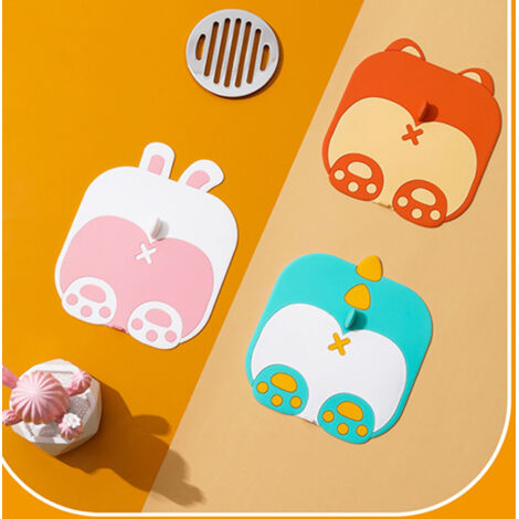 Bouchon de Drain de Douche - Bouchon Anti-Odeurs en Silicone Cartoon Blanc et Rose pour Salle de Bain et Toilette (1/5)