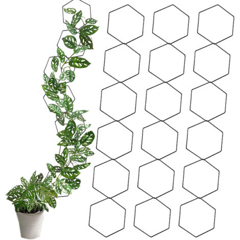 Treillis de croissance plante|ESSA|Section hexagonale|Support structurel|Métal robuste|Noir|18 pièces|Grille (1/5)