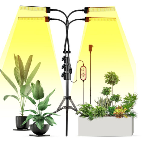 [LED Grow Light Indoor] - Lampes de culture LED 3 bras, 3 modes lumineux, 5 intensités, 3 durées programmable, support tripode ajustable, 360° flexible - Pour plantes d'intérieur, germination, croissa (1/3)