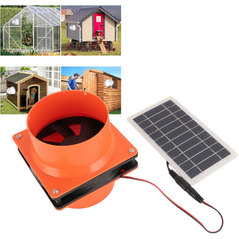 Ventilateur d'Extraction Solaire 10W 5V avec Panneau Monocristallin ABS pour Conduits Ronds - Maison Animaux, Poulailler, Serre, RVs