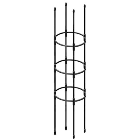 Obélisque de jardin treillis en métal noir Hauteur ajustable 75/105/135 cm Support pour plantes grimpantes et potagers (1/5)