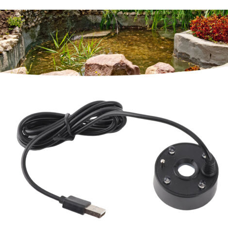 Atomiser USB Fontaine Écologique avec LED Colorées 5V pour Aquarium Jardin Rocaille Intérieur/Extérieur Noir (1/5)