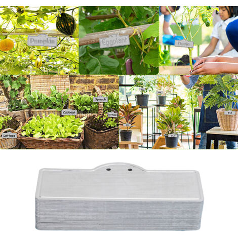 Étiquettes de plantes en aluminium, étiquettes horticoles waterproof, marqueur de jardin durable pour fleurs, paysagistes, lot de 100 étiquettes + 100 attaches aluminium 38x89mm (1/5)