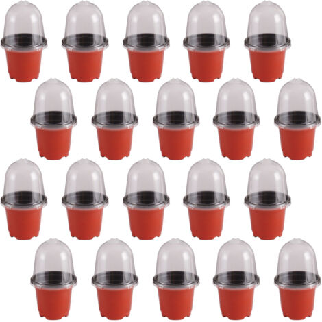 Le set d'empotage [gobelets bi-colores infra-rouge/noir intérieur + couvercles] pour jardinage de 40 pièces (20 pots + 20 couvercles transparents) (1/5)