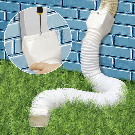 Prolongateur de Gouttière Telescopique pour Drainage Extensible (PE/ABS) - 20 à 59 pouces, Blanc, Kit d’Installation avec Vis (1/5)