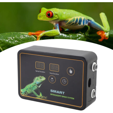 Système de Brumisation Automatique Quiet Touch pour Terrarium Reptile avec Timer, Réglage 360°, DC 5V UK Plug, Noir, 700g/12.7x8.7x4.3cm