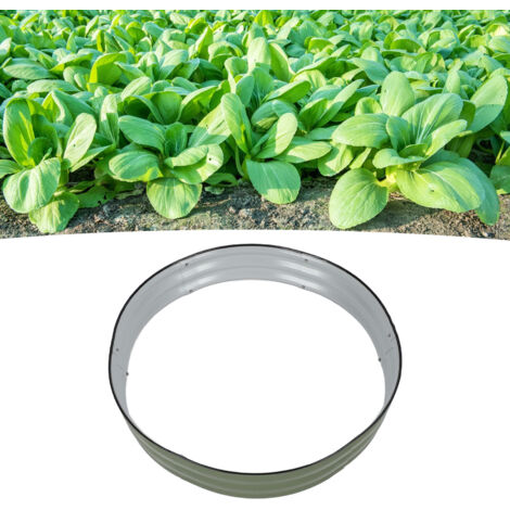 Kit de jardin surélevé métallique 107x20cm bord arrondi fond ouvert pour légumes fleurs vert clair (1/5)