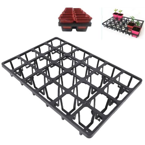 Plateau de Transport pour Pots de Culture en Plastique 5 Pièces 24 Alvéoles Carrées, Plateau Portable pour Pots de Jardins (1/5)