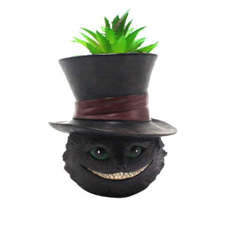 Pot de fleurs succulent décoratif [Pot pour plantes grasses créatif en résine] Décoration de bureau avec pot de fleur Chat Noir 99.510.5CM (1/4)
