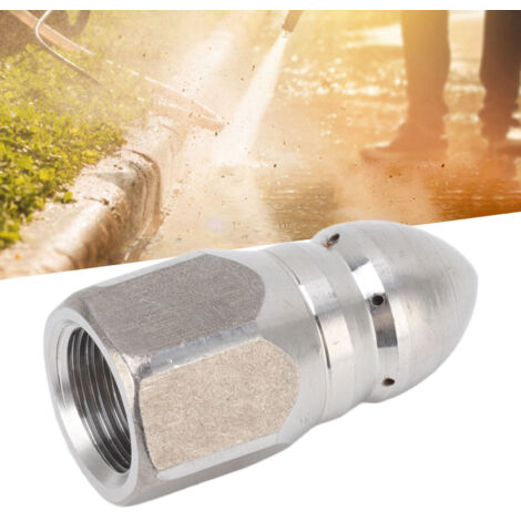 Buse de Lavage Haute Pression en Acier Inoxydable 304 G1/4, Pour Nettoyage Industriel et Égouts, Jet Antérieur et 6 Jets Arrière (1/5)