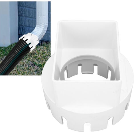 Adaptateur de descente de gouttière PVC carré 3x4" pour gouttière et tuyau d'évacuation extérieur blanc avec 2 vis incluses