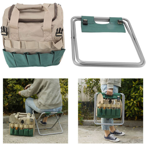 Tabouret Pliable de Jardin Multifunction avec Poches de Stockage pour Outils - Capacité Grand - Durable en Oxford 600D (1/5)