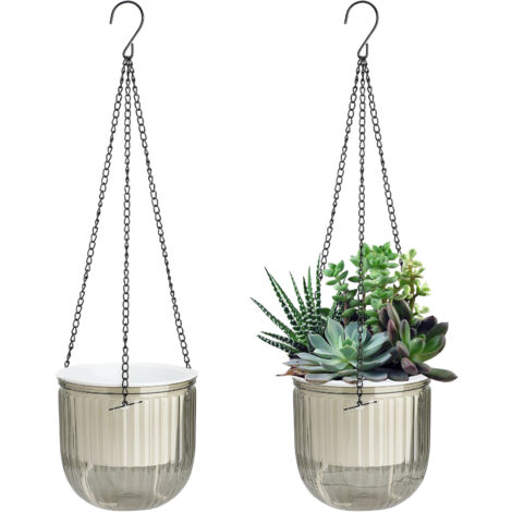 Jardinage / Pot de plantes avec arrosage automatique / Moneau / TR100B / Jardinage intérieur et extérieur / Taille 28 cm, poids 670 g, blanc, vert, gris, multicolore (1/5)